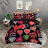 Valentine'S Day Series 3D Digital Polyester Three-Piece Quilt Cover Bedding Quilt Cover Pillowcase