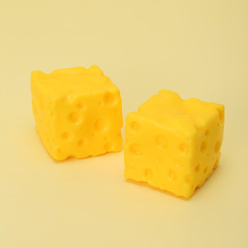 Large Cube Cheese Squeeze Stress Relief Toy - Decompression Artifact
