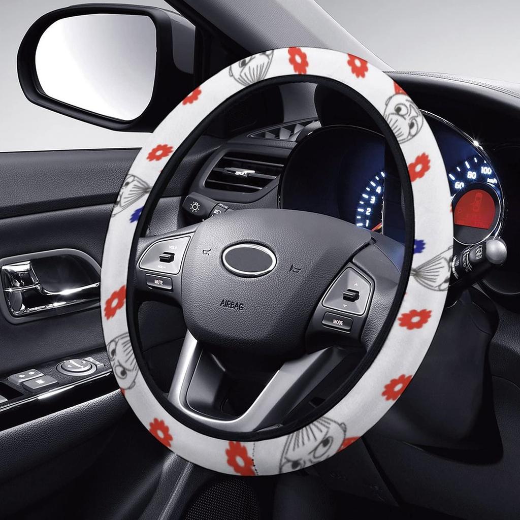 Moomin Car Steering Wheel Cover for Kei and Standard Comfortable To the Luxury Interior Suitable for All 38cm Cars, Stylish, Non-Slip,