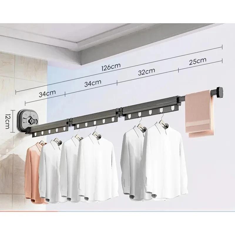 Wall Mounted Drying Rack Foldable 3 Folding Pole Clothesline Retractable Aluminum Wall Mounted Drying Rack Folding Clothesline