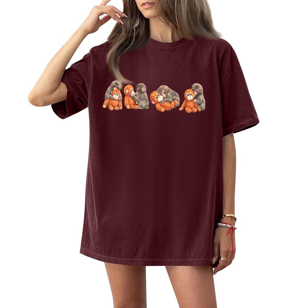Dam T-shirt med tryck och rund hals och korta ärmar