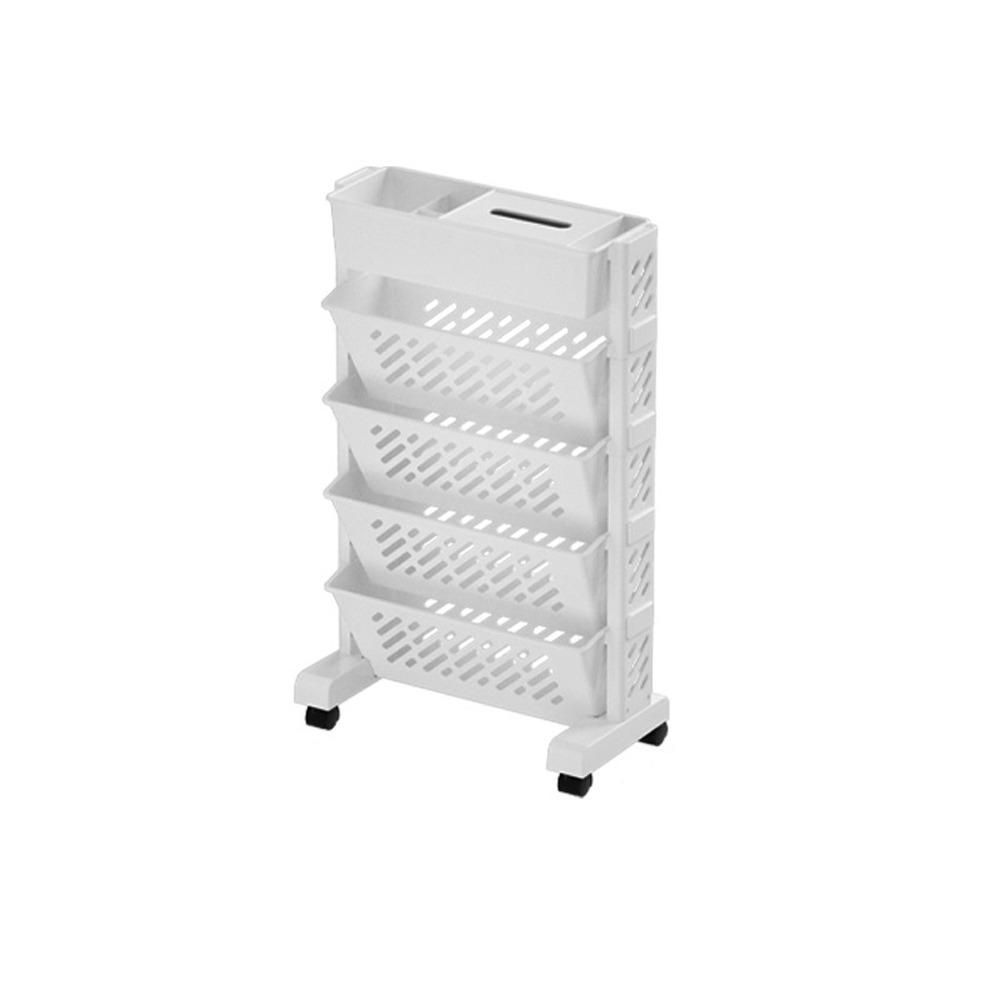 5/6 Layers Bookshelf On Wheels Large Capacity Book Storage Rack Movable Book Shelf  Student Use