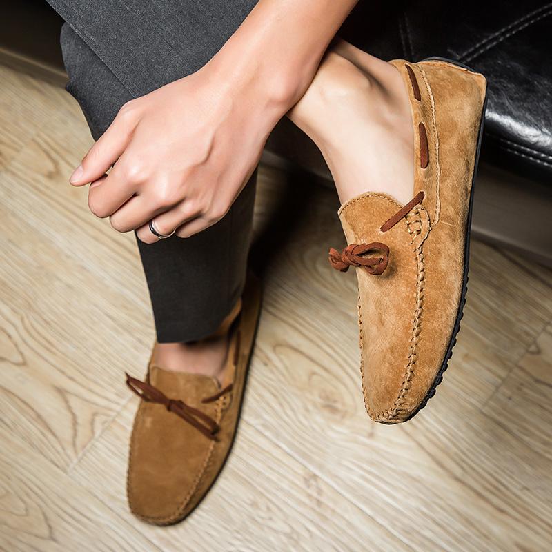 Large Size 47 48 49 Summer Penny Loafers Men Casual Shoes Lightweight Flats Breathable Slip On Suede Leather Mens Driving Shoes