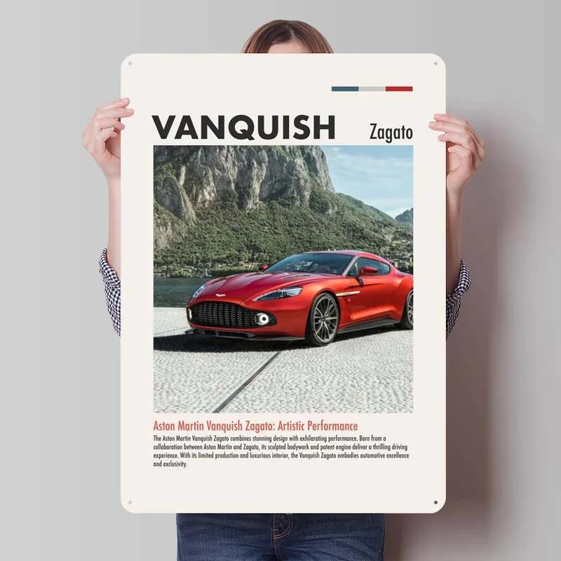 Aston Martins Tinplate Sign Classic Cars Poster Metal Wall Art Mural Retro Metal Sign Plaque for Garage Wall Art Decoration Room