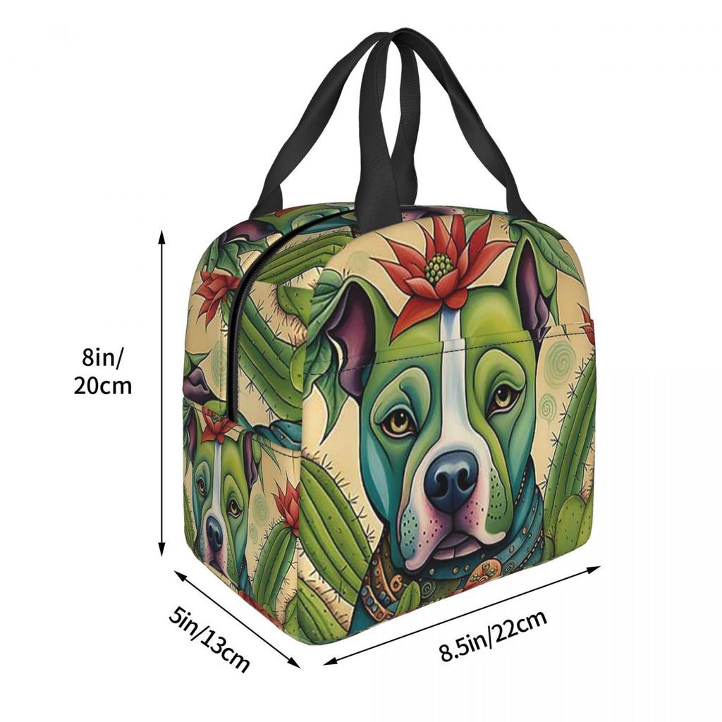Pitbull Stekelige Portretten Geïsoleerde Lunchtas voor Vrouwen Kinderen Draagbare Voedseldozen Thermische Lunchbox Tote