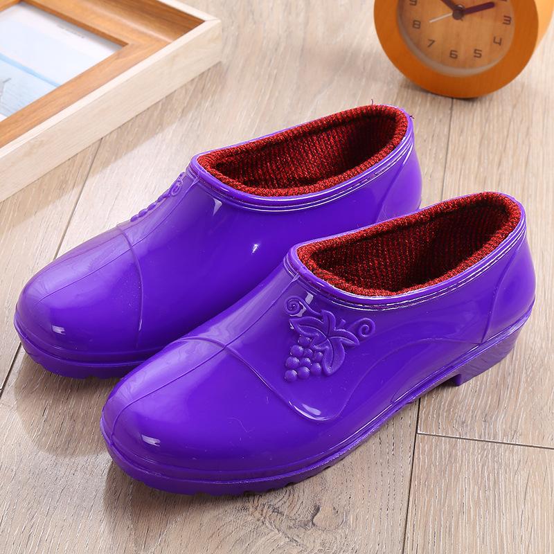 Low-top Spring and Autumn Jelly Waterproof Shoes Fashion Rain Shoes Women's Summer Kitchen Work Rubber Shoes Outer Wear Non-slip Shoes Adult