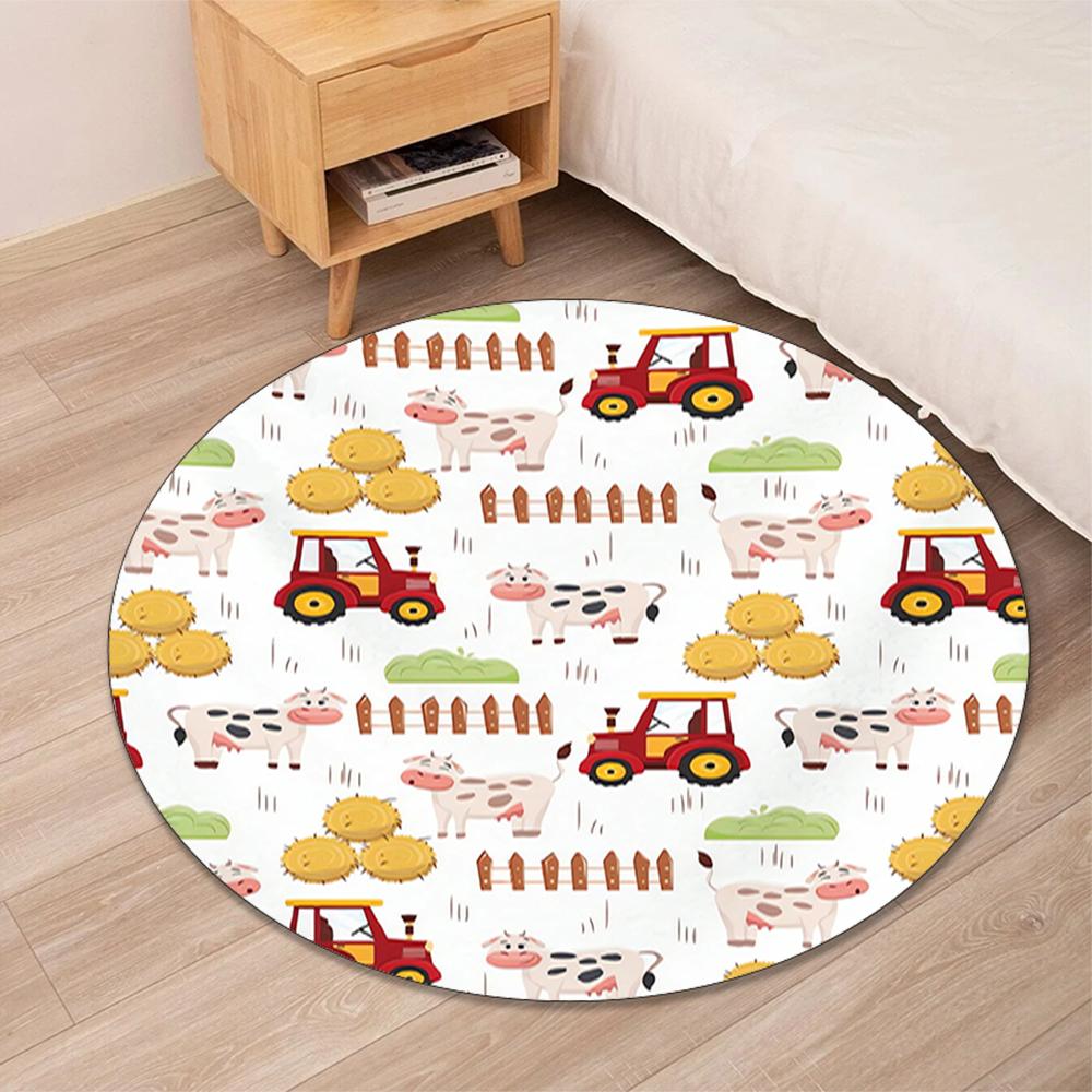 Truck Printed Round Rug Carpet Chair Rug Area Rug Entryway Doormats,for Office Chair Living Room Bedroom Kitchen Room.