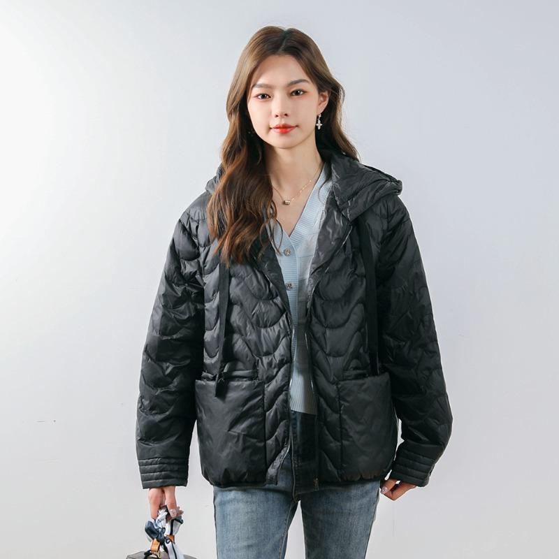 Feather winter new 90 white duck down solid color versatile fashion loose simple coat down jacket women
