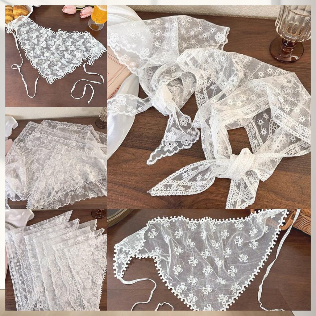 Retro Lace Bandana Headband Print Hair Scarf Bohemia Triangle Headscarf Hair Bands For Womens Girl Fashion Sweet Kerchief