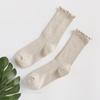 Japanese Retro Ruffled Cotton Socks Women Solid Color Ankle Boot Styling Harajuku Christmas Girlfriend Gift Pink Yellow Cute
