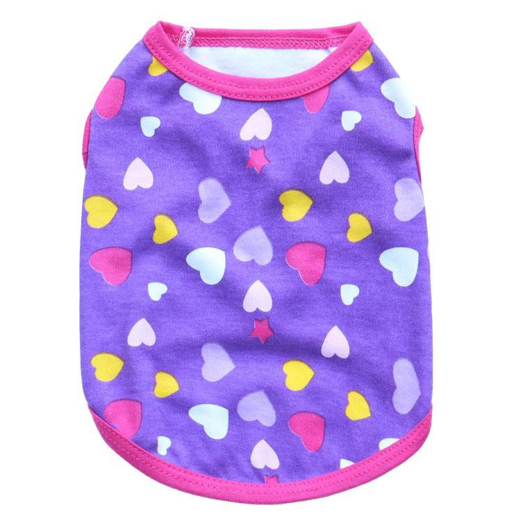 Heart Print Cotton Sweatshirt Vest for Small Dogs & Cats - Suitable for Puppies, Teddy, Bichon Breeds