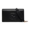 [Versatile Classic Recommendation] Soho Embossed Logo Chain Leather Wallet Shoulder Crossbody Bag Women's Black