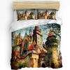 Castle Window Desk Moon Cat Book Witch Room Duvet Cover 3pcs Bedding Set Home Textile Quilt Cover Pillowcases No Sheet