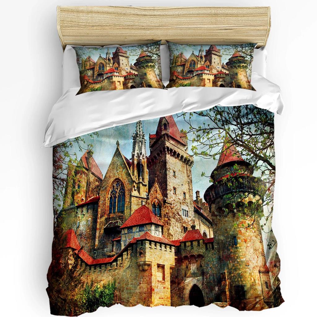 Castle Window Desk Moon Cat Book Witch Room Duvet Cover 3pcs Bedding Set Home Textile Quilt Cover Pillowcases No Sheet
