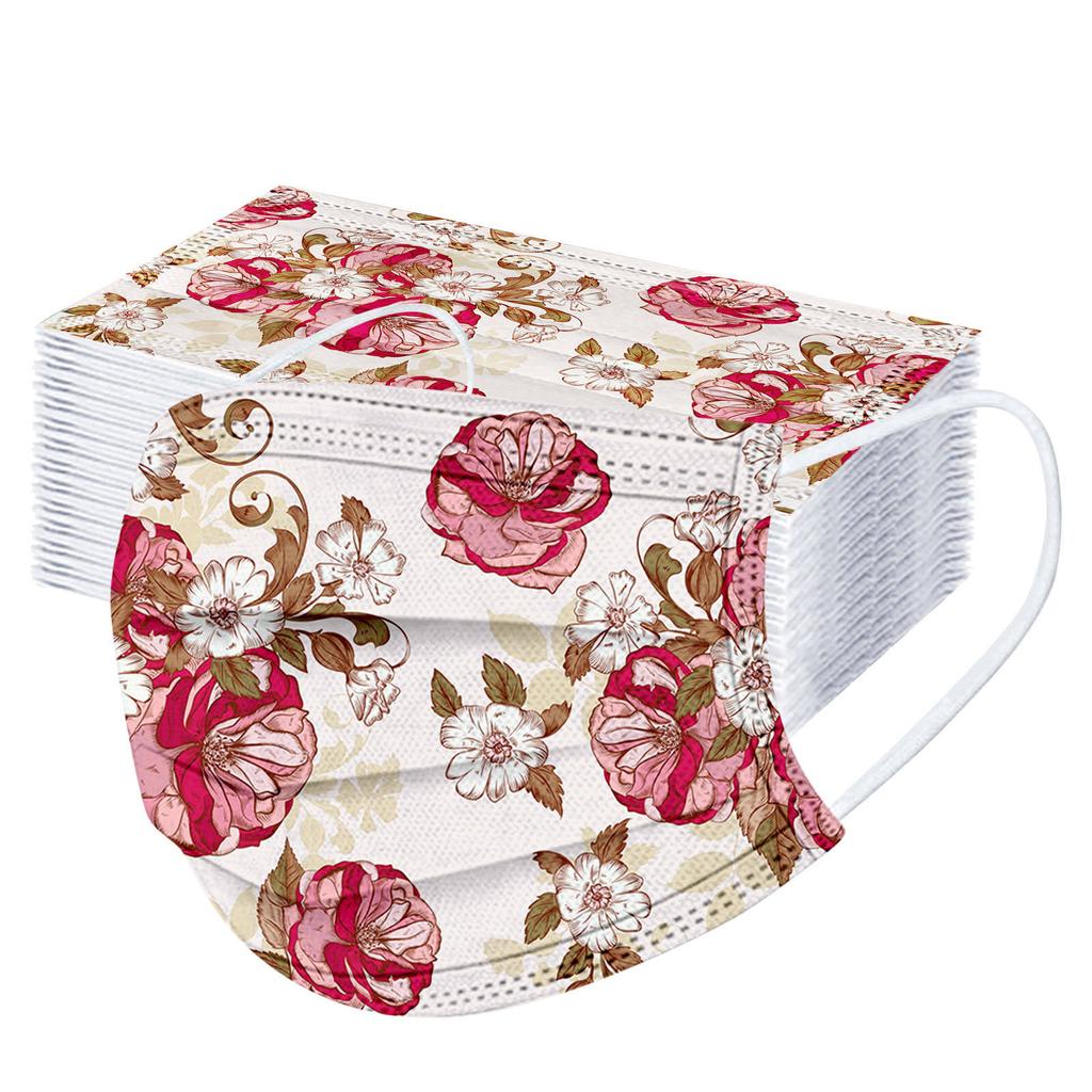 50 Stück Erwachsenen Drei-Lagen Schutz Staubdicht Cartoon-Druck Einwegmaske