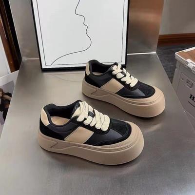 Thick Bottom Black Shoes Female Spring New Minority All-Match Student Vintage Skateboard Shoes