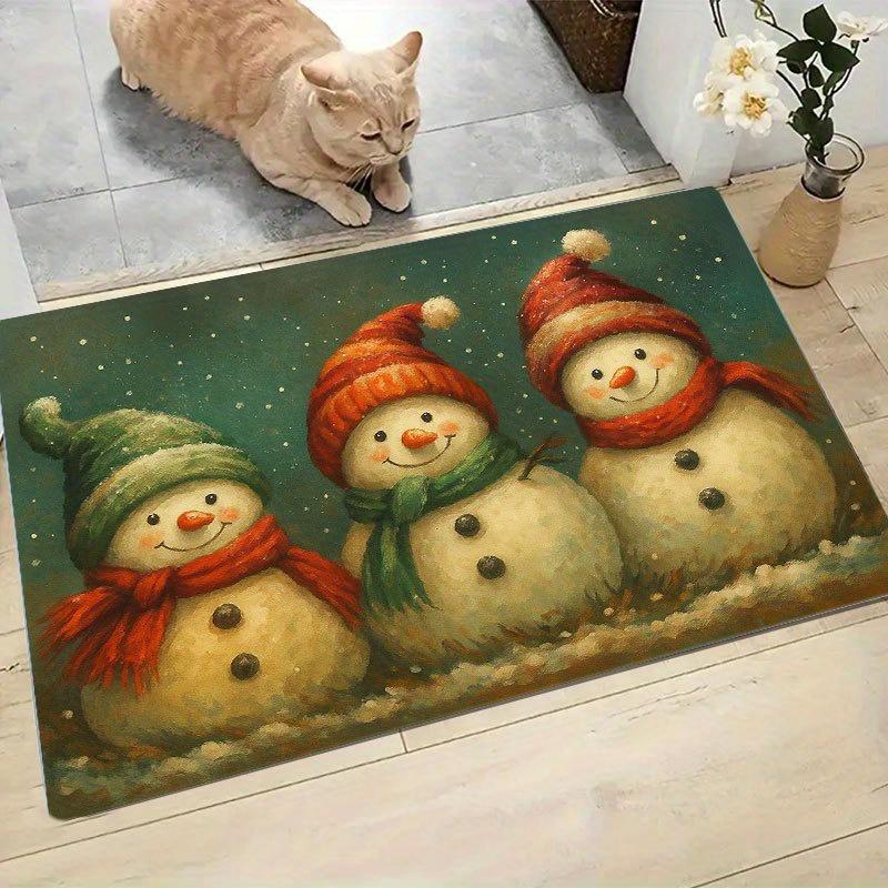 1Pcs Anti Fatigue Kitchen Rugs Christmas Snowman Winter Waterproof Non-Slip Thick Cushioned Kitchen Mat Heavy Duty Comfort Standing Mat for Kitchen