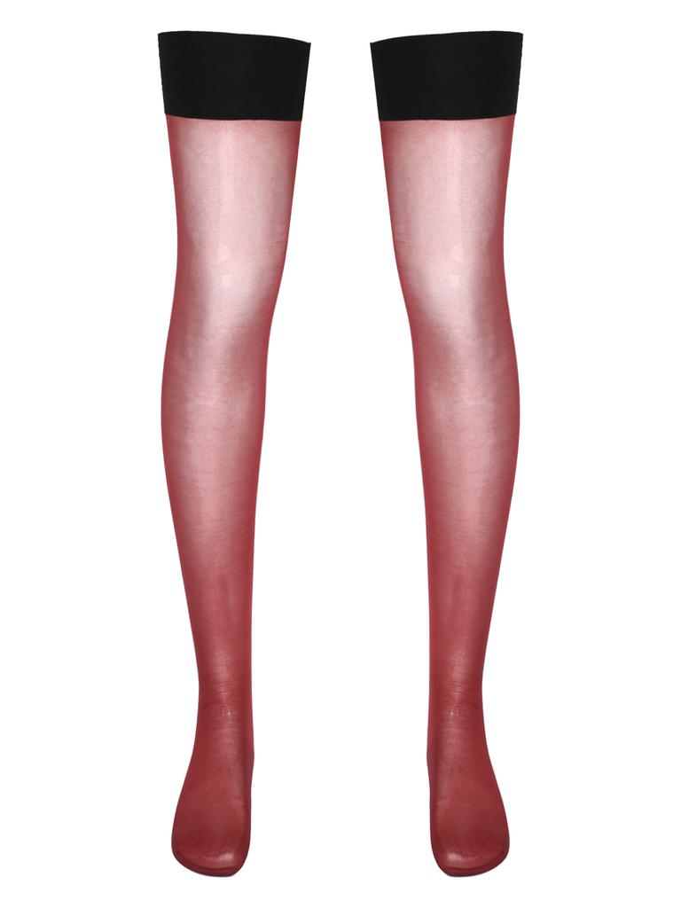 Mens Glossy Stretchy Stockings Sheer Thin Thigh High Socks Costume Accessories