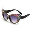 High-Quality Vintage Oversized Cat Eye Diamond Cake Sunglasses Women Female Luxury  Designer Punk Sun Glasses Trendy Sexy Ladies Shades