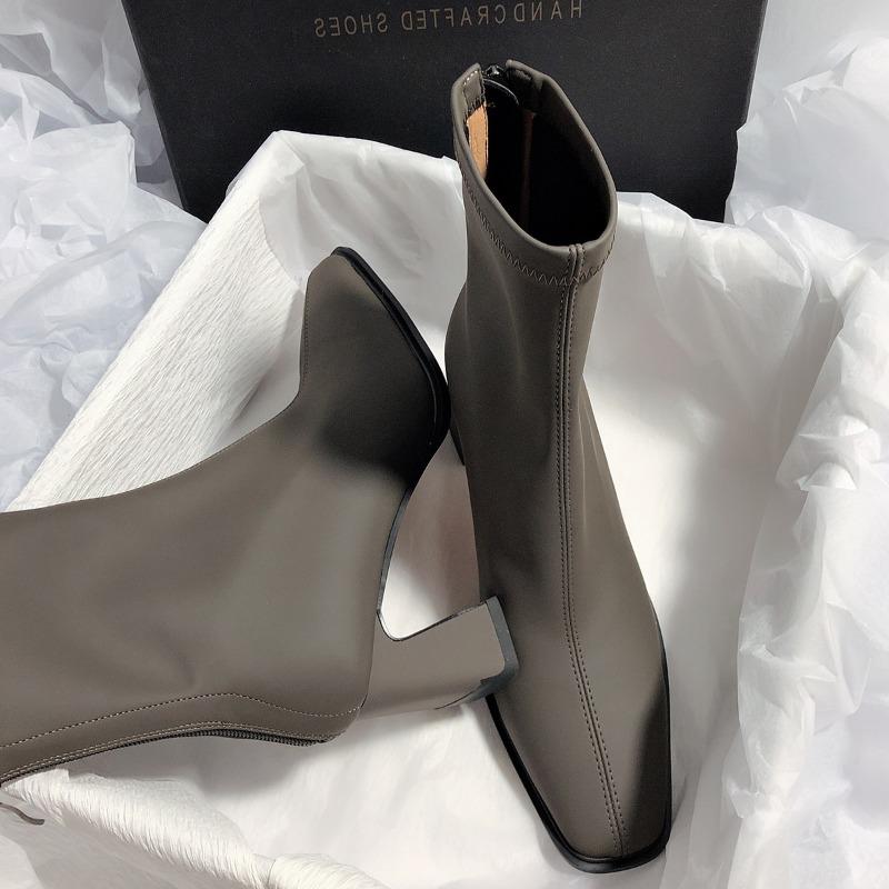 Super Temperament, New High-heeled Thin Elastic Simple Short Boots for Women