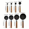 8-Piece Measuring Cup and Spoon Set with Wooden Handles Stainless Steel Measuring Cup Baking Tools Coffee Measuring Spoon Set