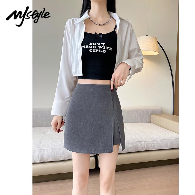 MJ STYLE Women s High-Waisted A-Line Slit Suit Skirt XL