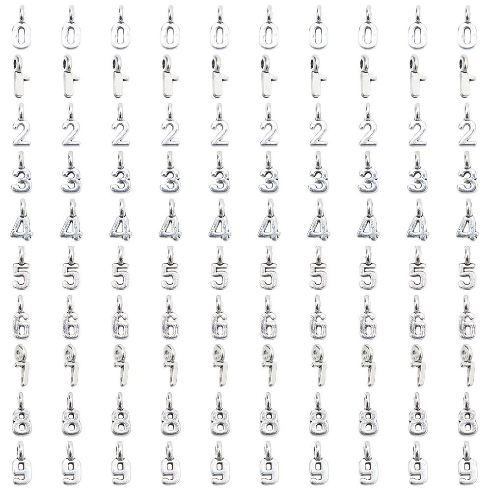 100pcs Brooch 100pcs Number 0~9 Charms Alloy Sliver Number Pendants Women золотой