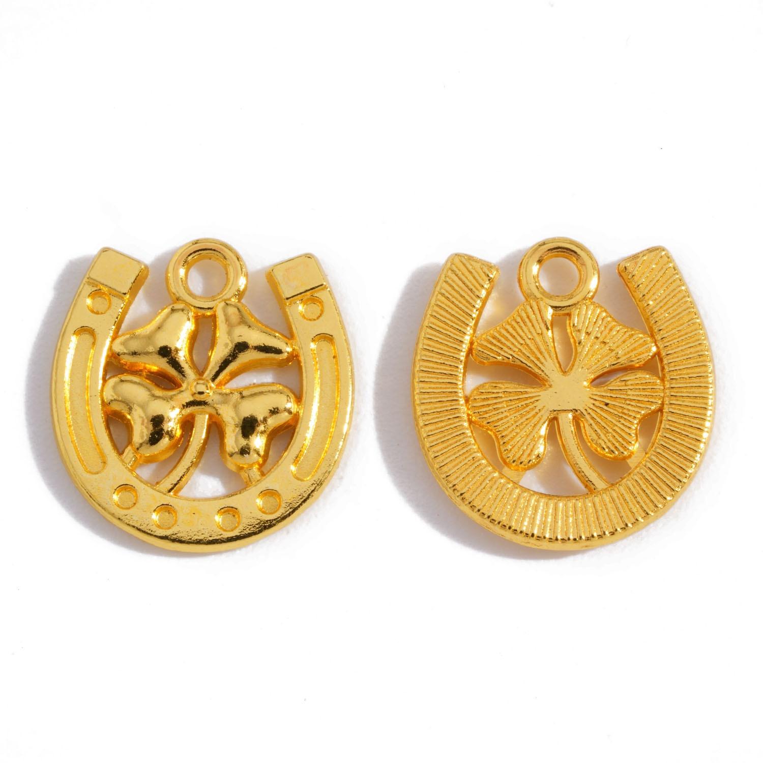 

Horseshoe And Four-leaf Charm Pendant,DIY Handmade Creative Necklace,Bracelet,Keychain,And Jewelry Accessories. One Size золотий