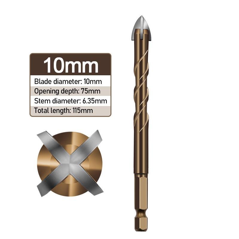 Hexagonal Shank Spiral Groove Cross Alloy Drill Bit Ceramic Four-blade Drill Bit