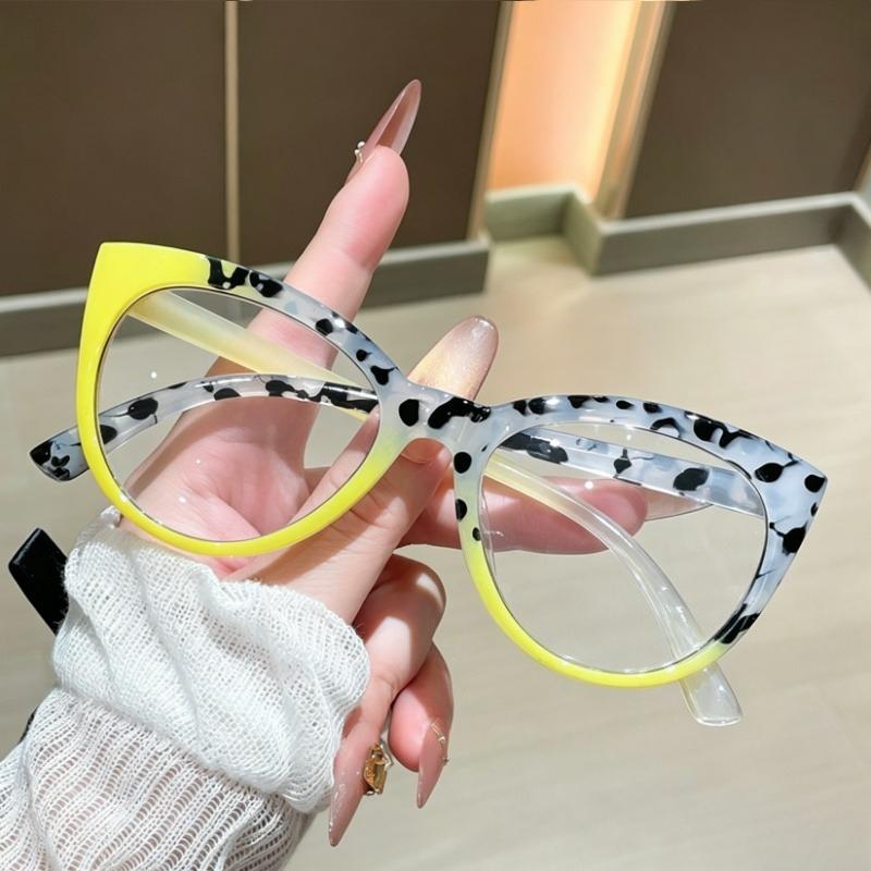 Women's INS Style Fashion Cat-Eye Presbyopia Glasses Two-tone Frames High-definition Trendy Reading Glasses Diopter 0 To +4.0