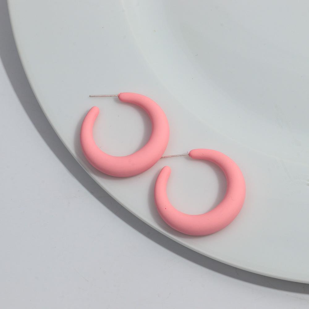 Korean Frosted Acrylic C-Shape Hoop Earrings for Women Resin Geometric Candy Color Circle Earrings 2025 Fashion Jewelry Gifts