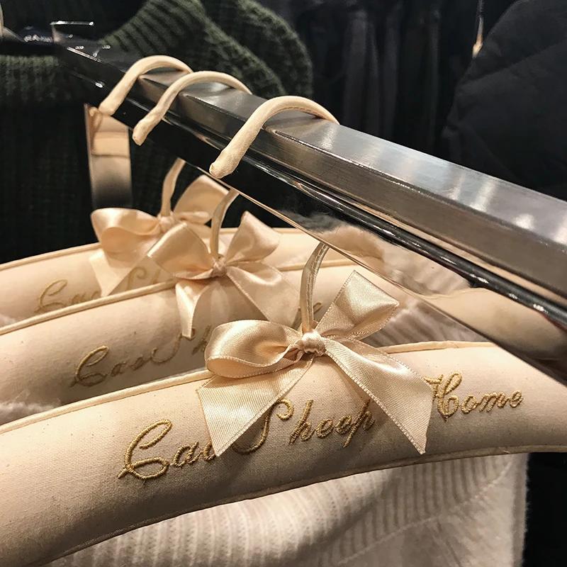 Вешалка для взрослых 39 см бесшовная нескользящая сумка из натурального льна вышитая бытовая надпись подходит для хранения в гардеробе простая 5 шт 5pcs 3279₽