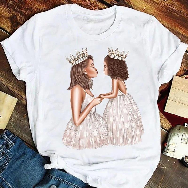 Mother Fashion Clothes Stylish T Tshirt Top Lady Print Girl Tee T-Shirt T-shirts Women Cartoon Leopard Letter Trend Mama Mom