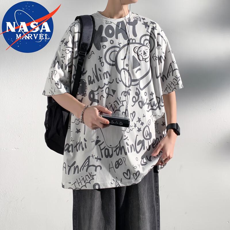 NASA MARVEL Men's Heavy Cotton Loose Fit Short Sleeve T-Shirt
