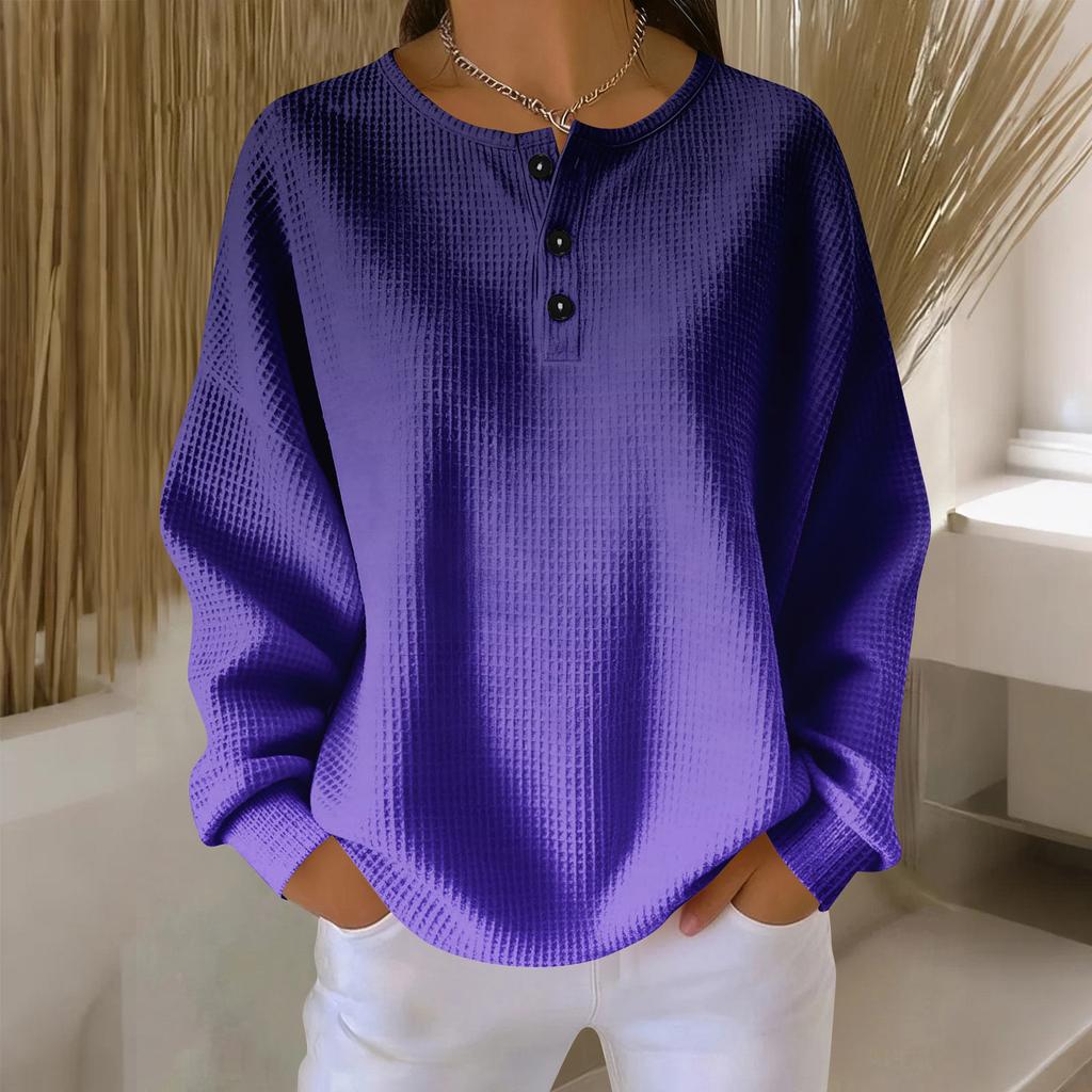 Women's Casual Shirts Long Sleeve Tops Button Up V Neck Loose Knit Fall Favorites For Women