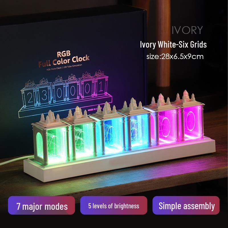 RGB Glow Tube Esports Desktop Clock - DIY Artistic Ornament and Gift