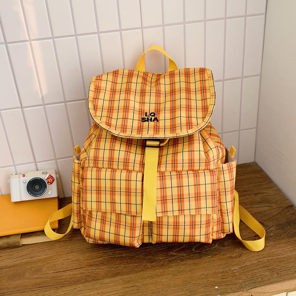 Schoolbagins Hong Kong style retro classic contrasting color plaid backpack casual large capacity backpack student schoolbag casual versatile