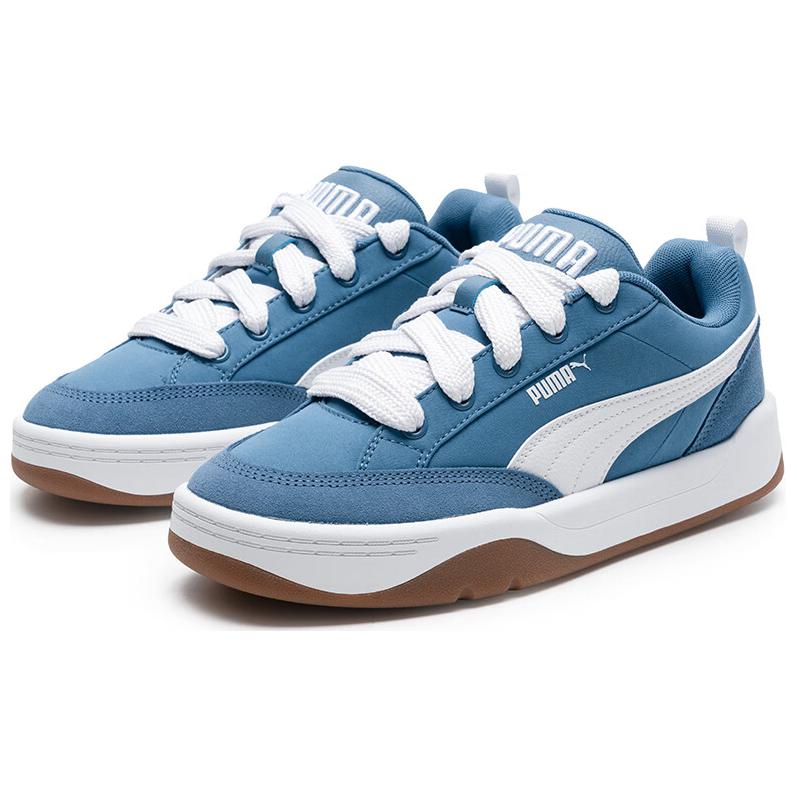 New PUMA Park Lifestyle Anti Slip Wear Resistant Low Top Skateboard Shoes Unisex White Blue 397495-03