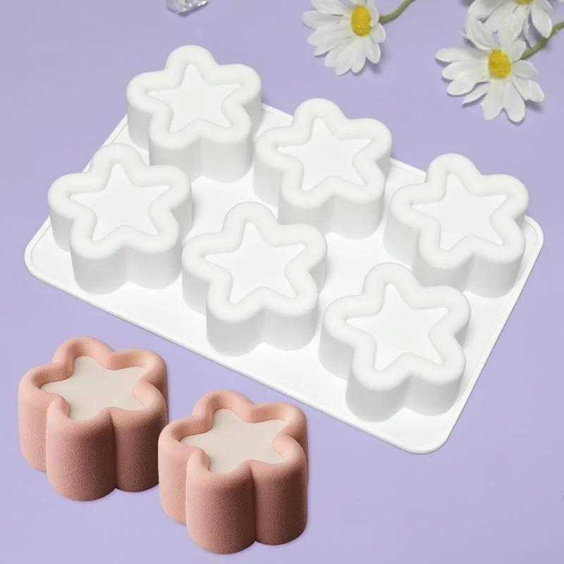 Creative Handmade Groove Flower Love Star Mousse Mold Round Square Cake Baking Silicone Mold Jelly Pudding Candle Molds