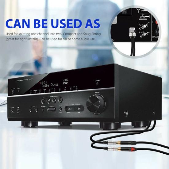 2 RCA Female to 1 Male Phono Splitter Y Adapter Cable/Lead-T Subwoofer Audio Sub