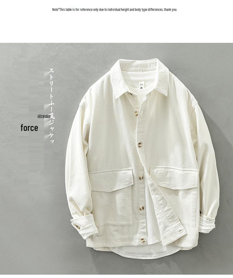 Men's Long-Sleeve Corduroy Shirt - Japanese Retro Style, Loose Fit, Versatile Jacket