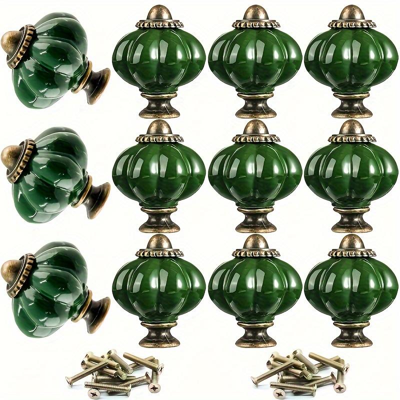 

8 шт. Керамические мебельные ручки в винтажном стиле в форме тыквы - Отделка под старинную бронзу Ретро ручки для ящиков с простым монтажным оборудованием 8pcs зелёный