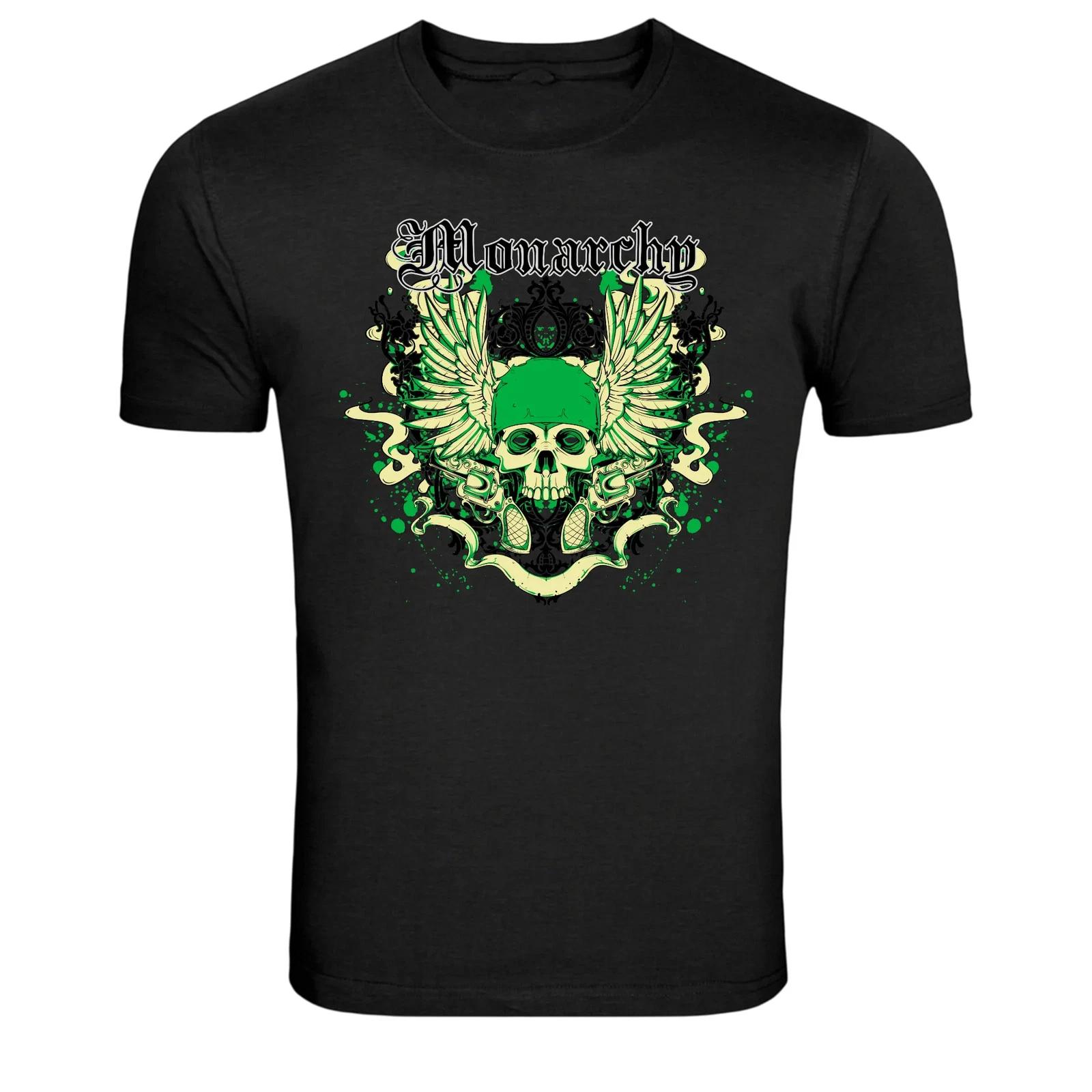 Monarchy Skull Wings Crown Graphic T-Shirt 4XL