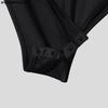 INCERUN Men Mockneck Sleeveless Polka Dots Mesh Bodysuits See Through Fitted Briefs Jumpsuits