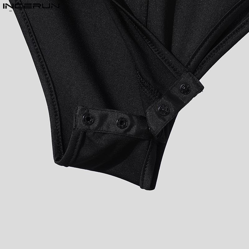 INCERUN Men Mockneck Sleeveless Polka Dots Mesh Bodysuits See Through Fitted Briefs Jumpsuits