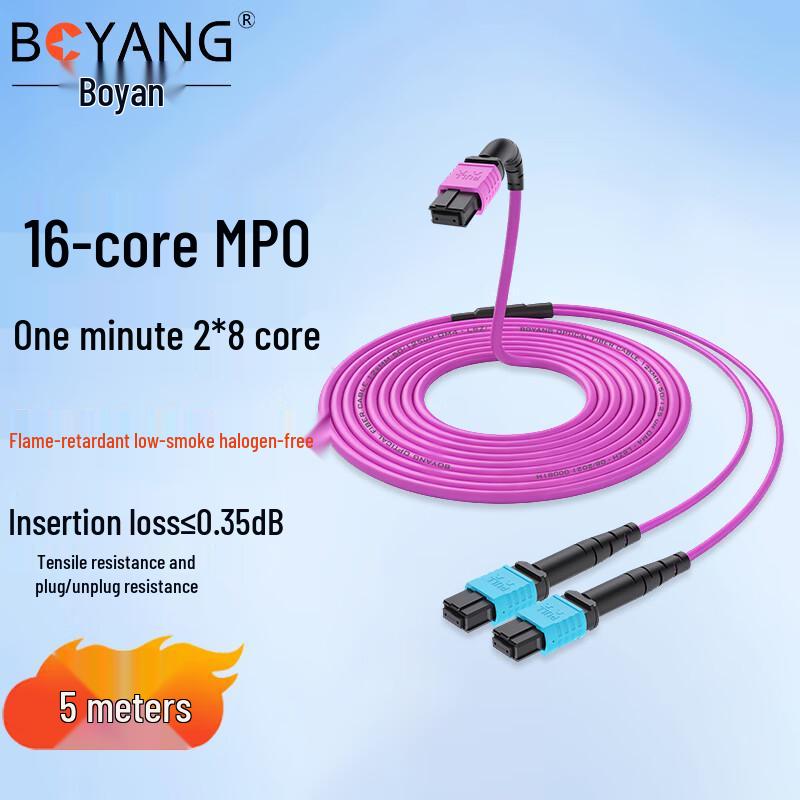 

BOYANG 400G 16-Core MPO/APC-2*8MPO/PC OM4 Fiber Optic Patch Cable