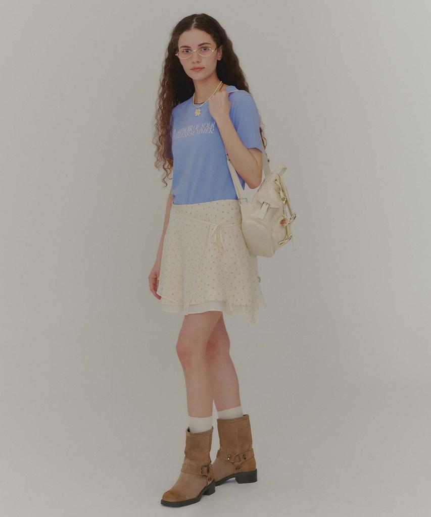 Plack Woman Layered Wrap Mini Skirt Ivory