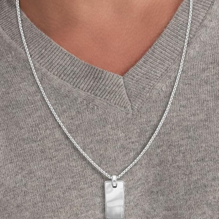 Calvin Klein Solid Color Design - Necklace Men Accessories Silver CKJ35100033