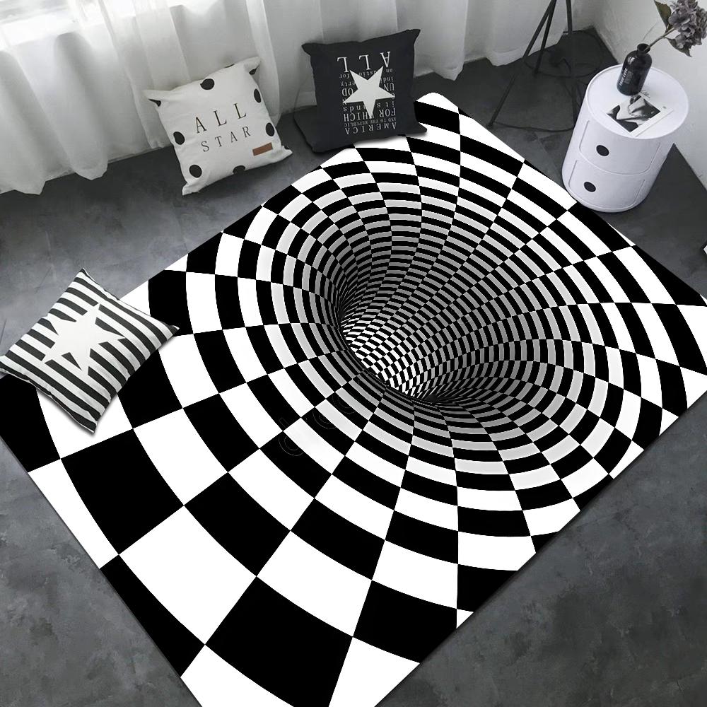 3D Vortex Illusion Fußmatte Waschbar Rutschfest Wohnzimmer Sofa Stühle Bereichsmatte Küche Fußmatte Bereichsteppich