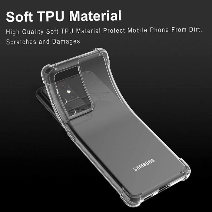 Coque et Verres Trempés - BOOLING - pour Samsung Galaxy S21 Ultra - Transparent - Anti-Rayure - Protection Écran